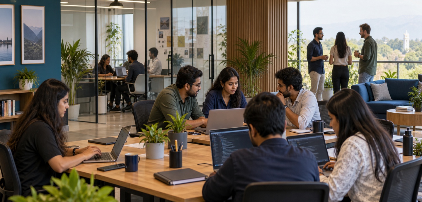 Connected enterprise technology across a modern city skyline, representing cloud, AI and secure digital infrastructure